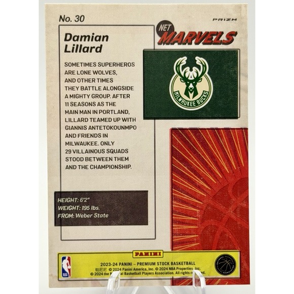 2023-24 Panini NBA Hoops Premium Stock Net Marvels Damian Lillard Case Hit SSP‎ - Picture 2 of 3